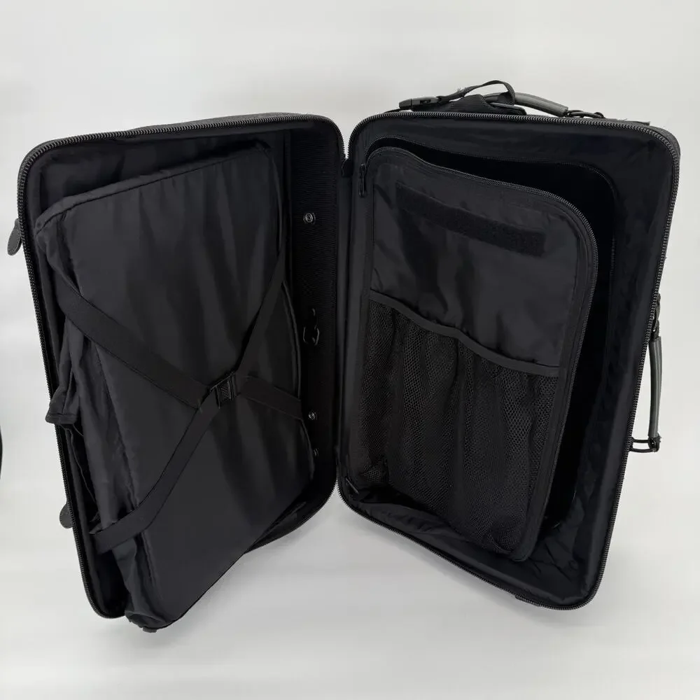 LL Bean 22” Rolling Suitcase Carry On Luggage Travel Bag Leather Trim Wheeled